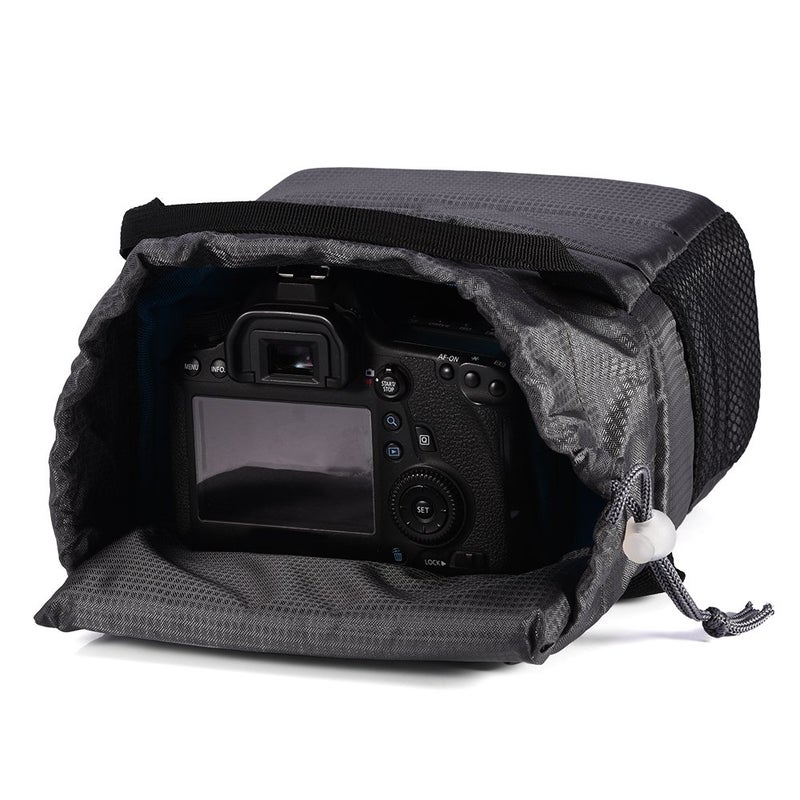 Serounder Padded DSLR/SLR Camera, Portable Insert Partition Camera Handbag Shockproof Protective Case Carrying Pouch for DSLR Camera/Lens(Gray) - Image 3